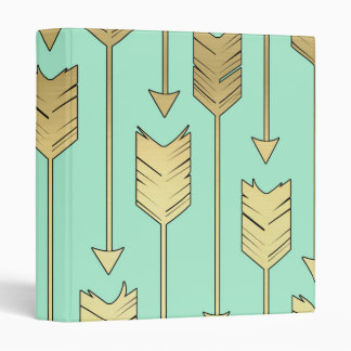 Boho Mint and Faux Gold Arrows Pattern Binder
