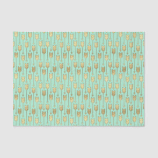 Boho Mint and Faux Gold Arrows Pattern Tissue Paper