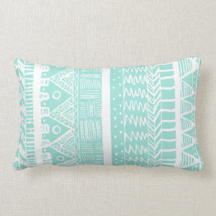 Boho Mint Aztec Lumbar Pillow