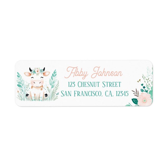 Boho Mint Green Calf Return Address Labels  (Front)