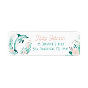 Boho Mint Green Dolphin Return Adresse Étiquettes