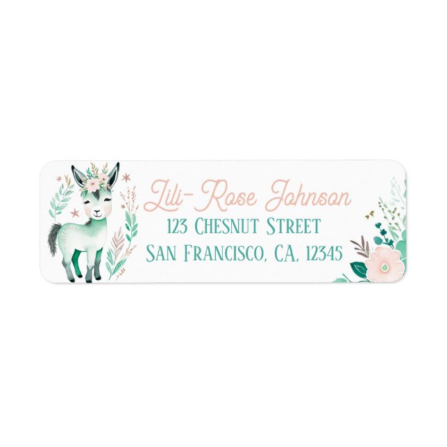 Boho Mint Green Donkey Retourner l'adresse Étiquet (Devant)