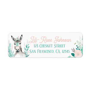 Boho Mint Green Donkey Retourner l'adresse Étiquet
