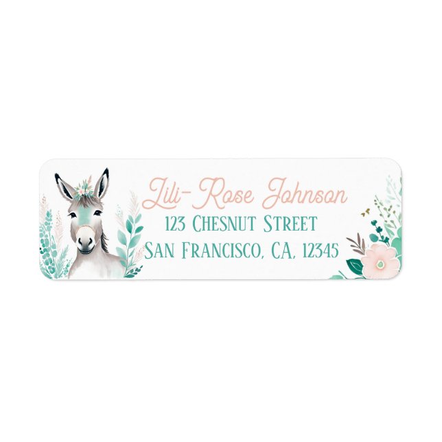 Boho Mint Green Donkey Retourner l'adresse Étiquet (Devant)
