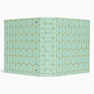 Boho Mint Green Hexagon Gold & Geometric Glam Binder