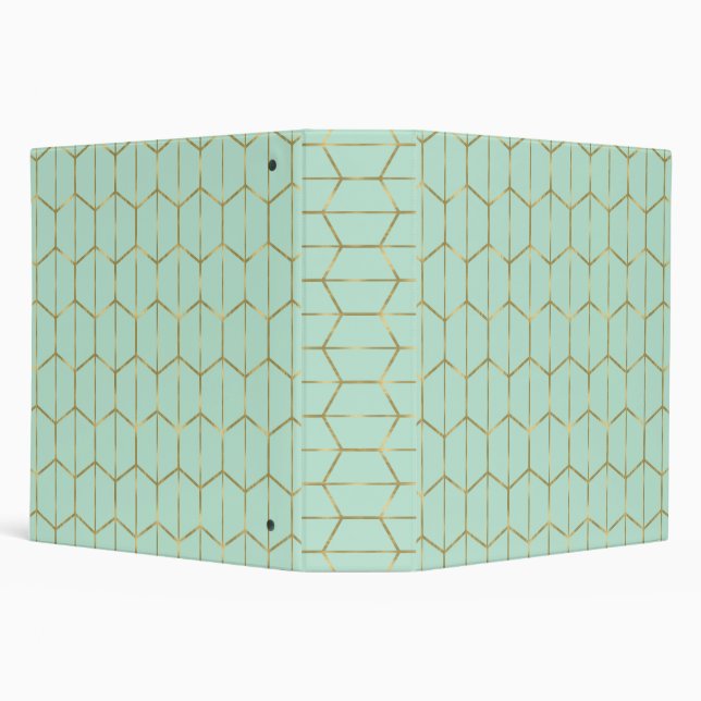 Boho Mint Green Hexagon Gold & Geometric Glam Binder (Background)