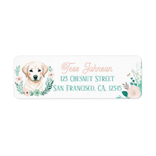 Boho Mint Green Labrador Return Address Labels 
