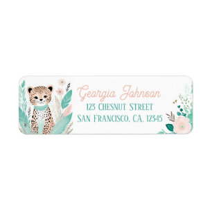Boho Mint Green Leopard Adresse de retour Étiquett