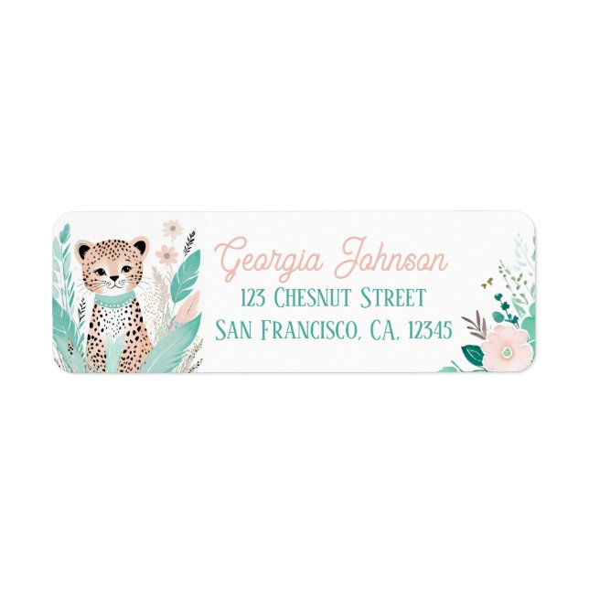 Boho Mint Green Leopard Return Address Labels  (Front)