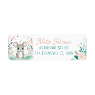 Boho Mint Green Mouse Adresse de retour