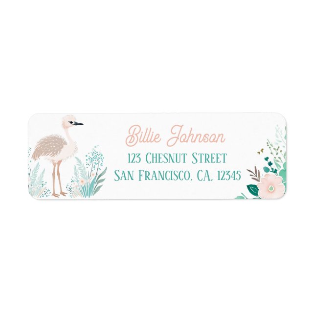 Boho Mint Green Ostrich Retourner l'adresse Étique (Devant)