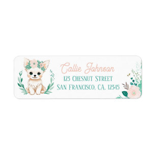 Boho Mint Green Puppy Chihuahua Return Address 