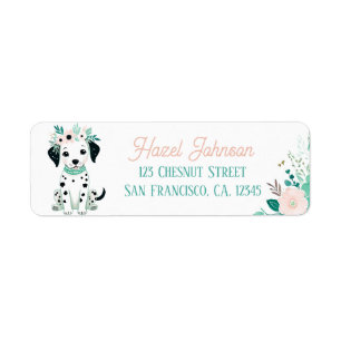 Boho Mint Green Puppy Dalmatian Return Address