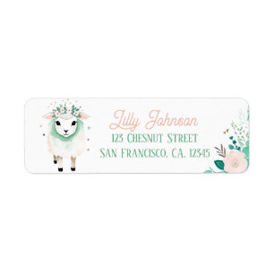 Boho Mint Green sheep Return Address Labels 