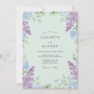 Boho Mint Violet Wisteria Wedding Invitation