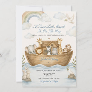 Boho Miracle Is On The Way Noah's Ark Baby Shower Invitation