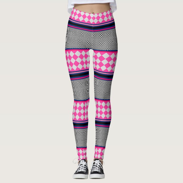 Boho Mixed Stripes Pattern Design  Leggings (Front)