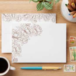 Boho Mocha Mousse Elegant Modern Floral Wedding Envelope