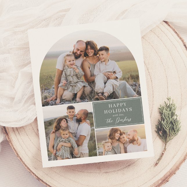 Boho Modern 4 Photo Collage Arch Christmas Budget (Creator Uploaded)