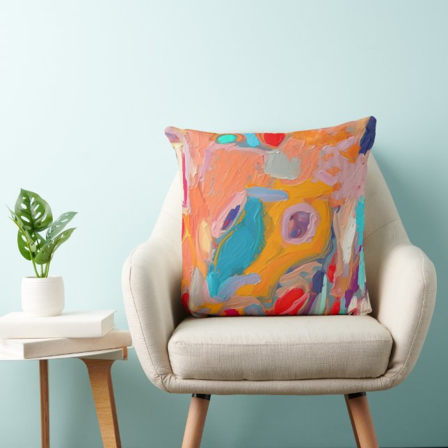 Boho Modern Abstract Artwork Throw Pillow (Chair)