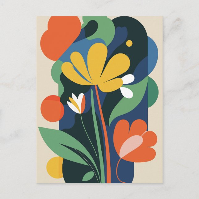 Boho Modern Abstract Botanical Flower  Postcard (Front)