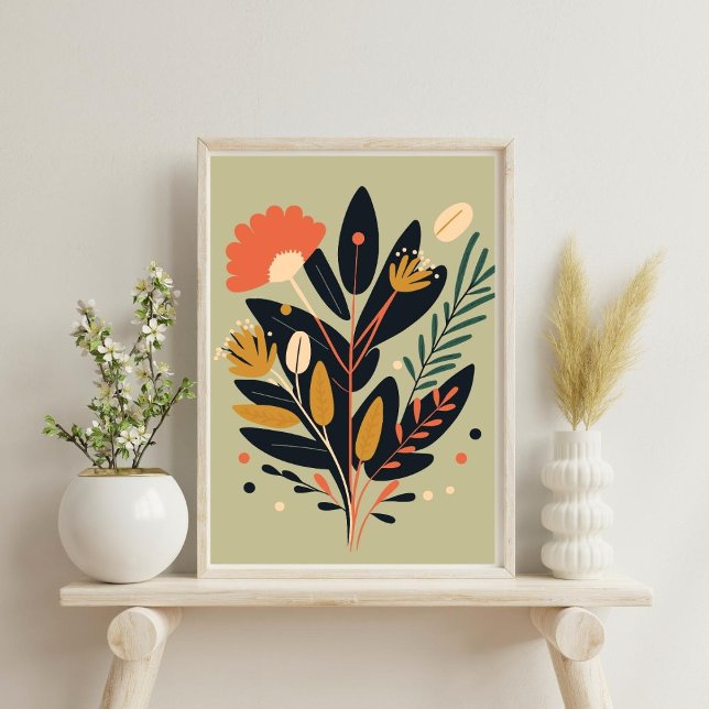 Boho Modern Abstract Botanical Flower Poster (Creator Uploaded)