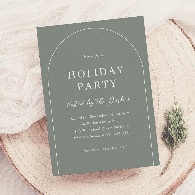 Boho Modern Arch Christmas Holiday Party Invitation (Creator Uploaded)