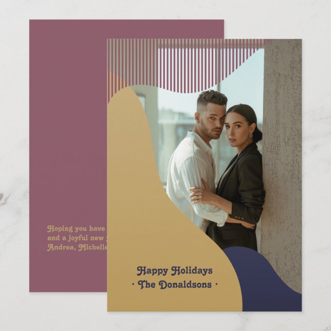 Boho Modern Arches Geometric Minimalist Holiday Card (Front/Back)
