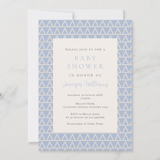 Boho Modern Blue Boy Baby Shower Invitation (Front)