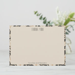 Boho Modern Botanical Black Custom Wedding Thank You Card