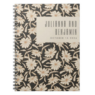 Boho Modern Botanical Black Ivory Custom Wedding  Notebook