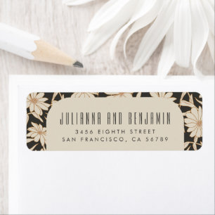 Boho Modern Botanical Black Ivory Return Address 