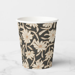 Boho Modern Botanical Black Ivory Wedding Paper Cups