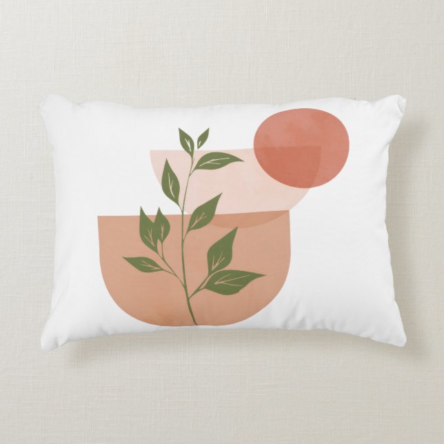 Boho Modern Botanical Throw Pillow Cover (Front)