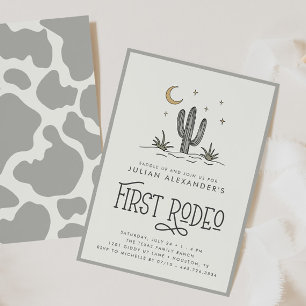 Boho Modern Boys First Rodeo 1st Birthday Invitation
