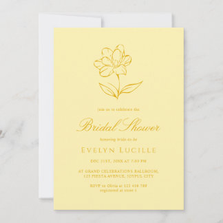 Boho Modern Butter Yellow Elegant Bridal Shower Invitation