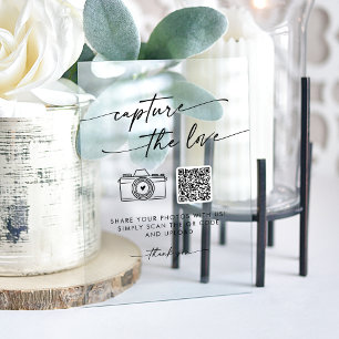 Boho Modern Clear Acrylic Capture the Love Wedding Sign