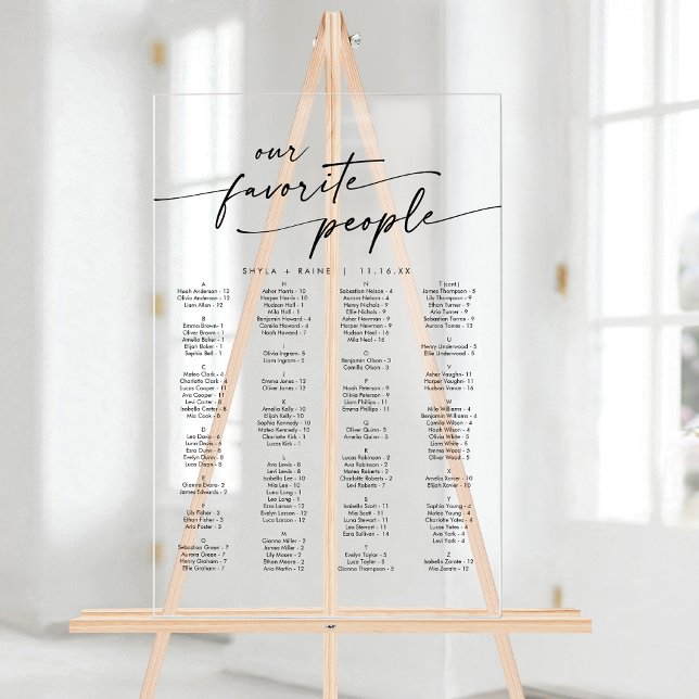 Boho Modern Clear Acrylic Wedding Seating Chart (Boho Modern Clear Acrylic Wedding Seating Chart)