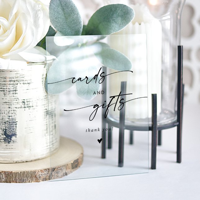 Boho Modern Clear Acrylique Cartes de mariage et c (Boho Modern Clear Acrylic Wedding Cards and Gifts Acrylic Sign)