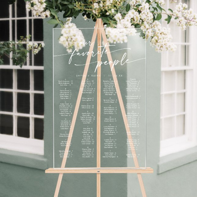 Boho Modern Clear Acrylique Mariage Carte de siège (Boho Modern Clear Acrylic Wedding Seating Chart)