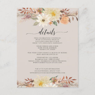 BOHO Modern Fall Floral Watercolor Organic Earthy Enclosure Card