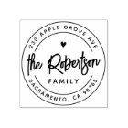 Boho Modern Family Name Heart Return Address Round