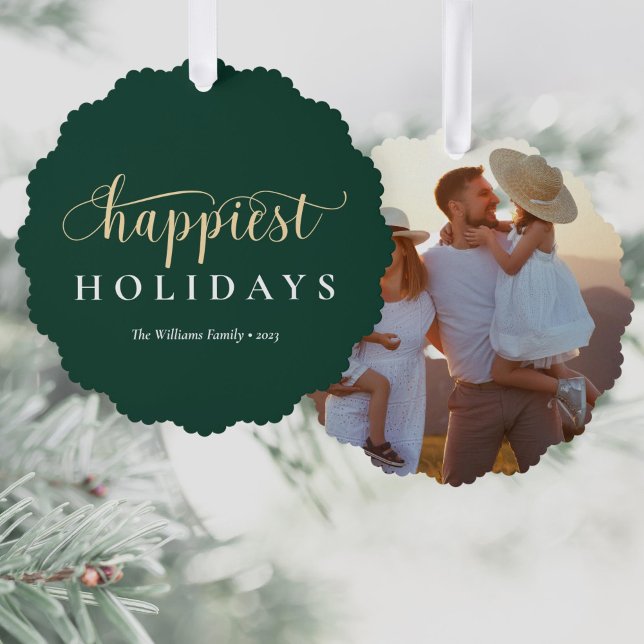Boho Modern Family Photo Ornament Card (Creator Uploaded)