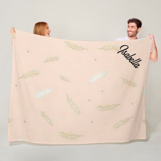 Boho Modern Feathers Luxury Collection Fleece Blanket (In Situ)