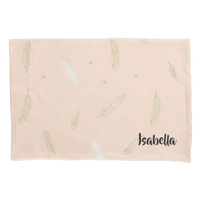 Boho Modern Feathers Luxury Collection Pillowcase (Front)