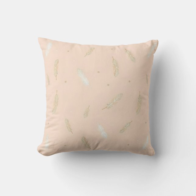 Boho Modern Feathers Luxury Collection Throw Pillow (Front)