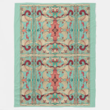 Boho Modern Fleur de Lis Deco Pink, Cream, Aqua