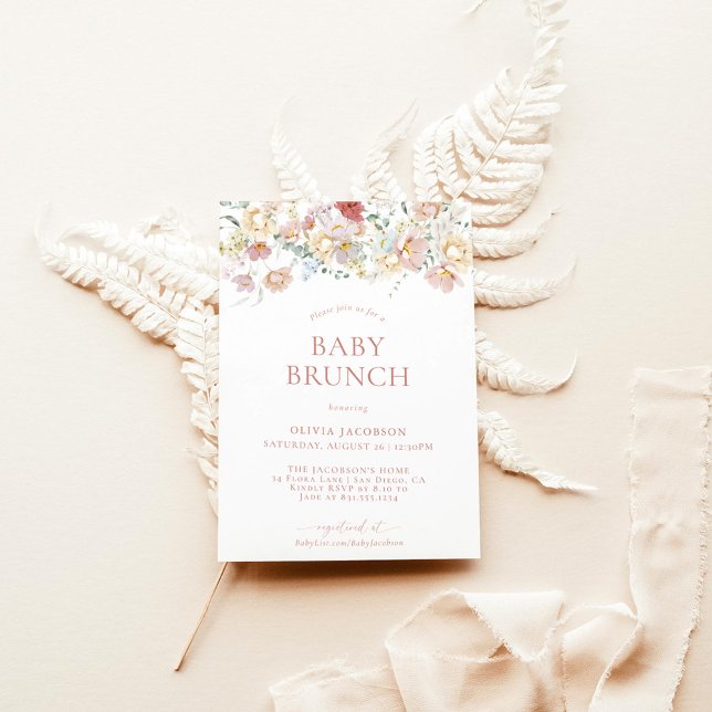 Boho Modern Floral Baby Shower | Girl Baby Brunch  Invitation (Creator Uploaded)