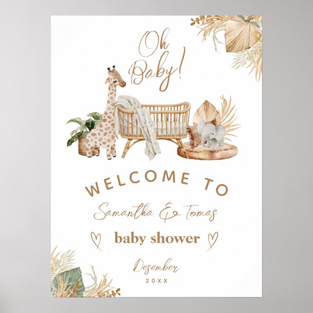 Boho Modern Gender Neutral Baby Shower Poster (Front)