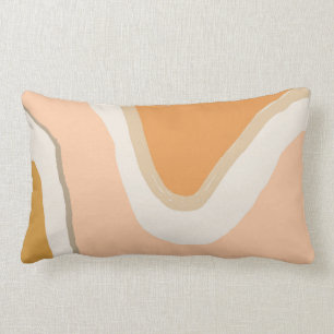 Boho Modern Geometric pattern pink orange mustard Lumbar Pillow